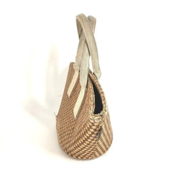 HERMES Panier Bus PM Bag Tote Bag Beach bag Hand Bag linen Beige/Brown